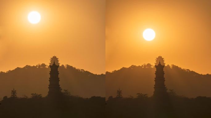 惠州西湖拍双塔日落