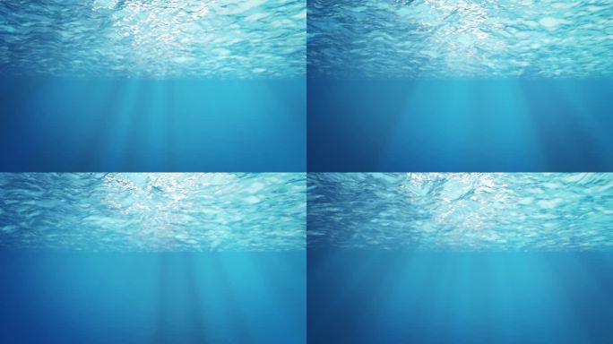 4K水下光影海底世界水下光线深蓝色的海浪