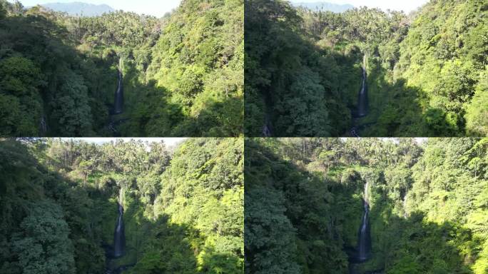 鸟瞰斐济瀑布(被称为三重瀑布)，巴厘岛，印度尼西亚