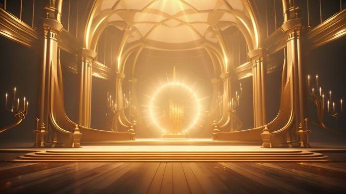 3D金色颁奖光线舞台循环，循环动画