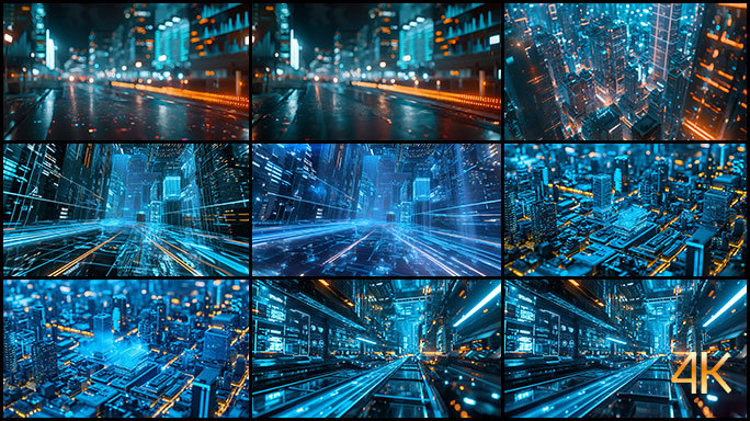 未来高科技城市 数据传输中心科幻电影片头