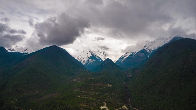 西藏雪山自然风光延时摄影蓝天白云4