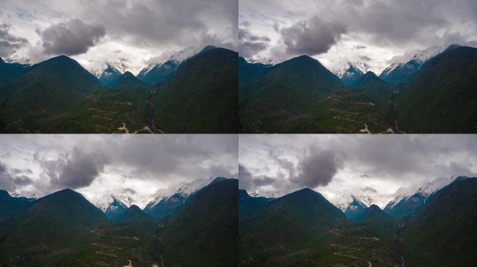 西藏雪山自然风光延时摄影蓝天白云4