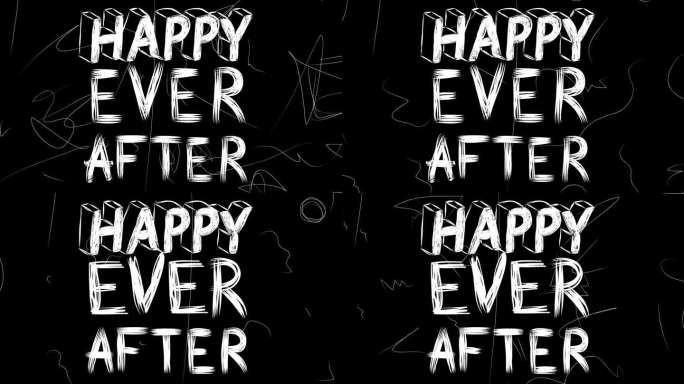 Happy Ever After word动画的旧混乱的电影带垃圾效果。