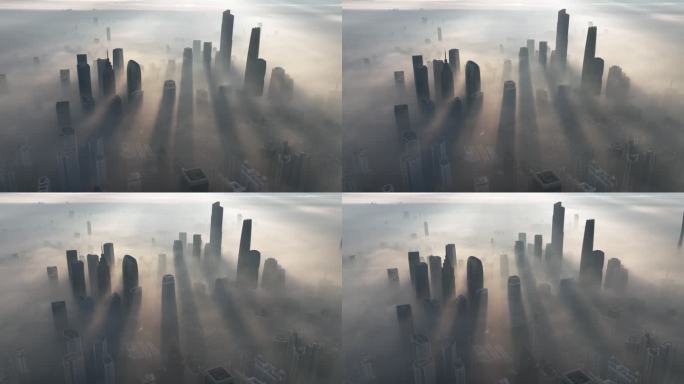 【4K正版素材】广州平流雾间隙光航拍