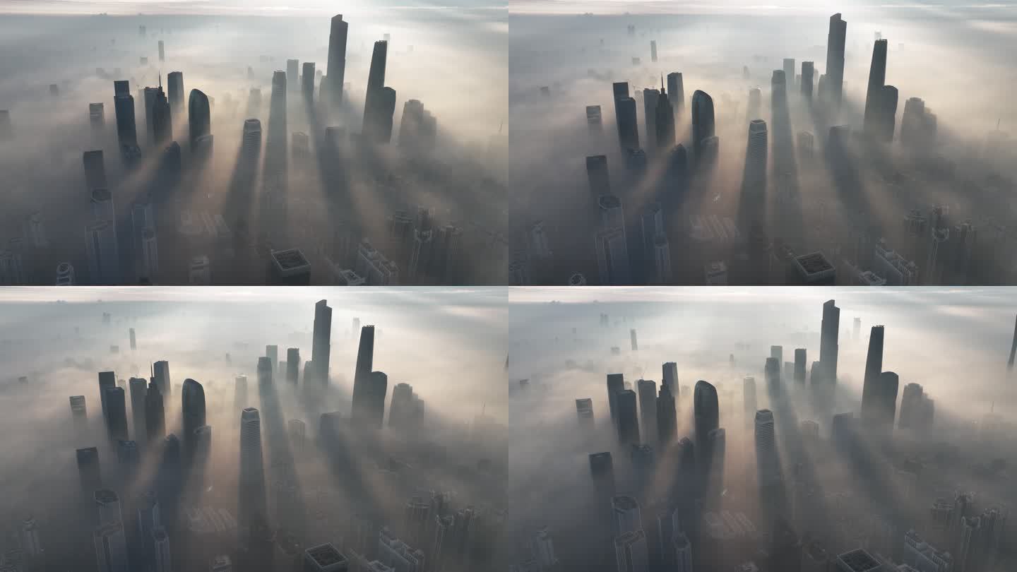 【4K正版素材】广州平流雾间隙光航拍