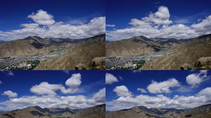 西藏拉萨色拉寺后山山谷风光延时