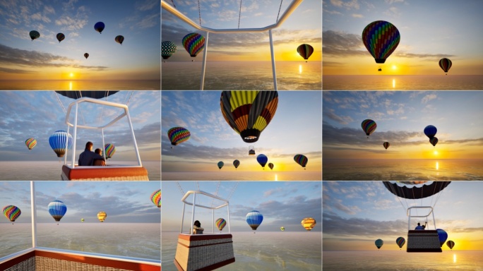 【4k】热气球飞行热气球旅行