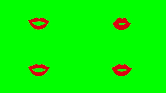 动画说话的红唇环在绿色背景的色度键插入
