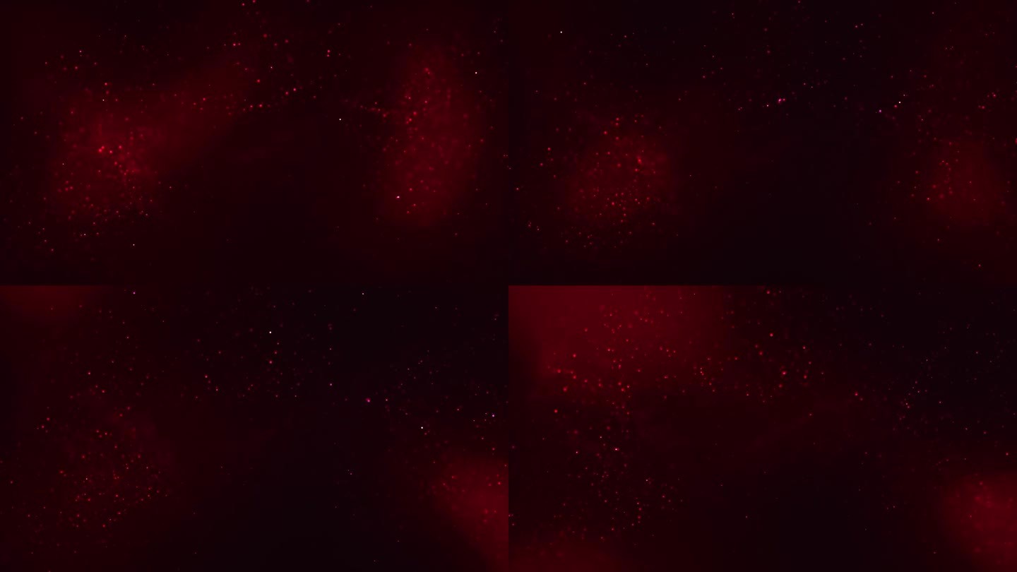红色发光波能量粒子的抽象背景。神奇的灰尘和美丽的散景。星云闪闪发光的小点。无缝循环