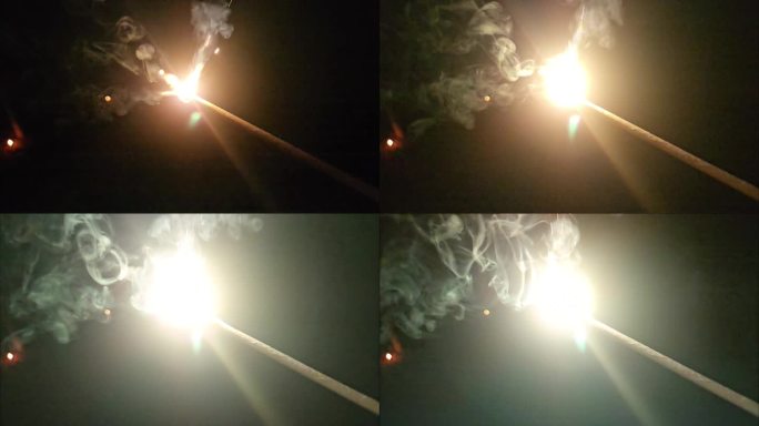 近距离拍摄的火花在黑暗的背景。庆祝印度排灯节