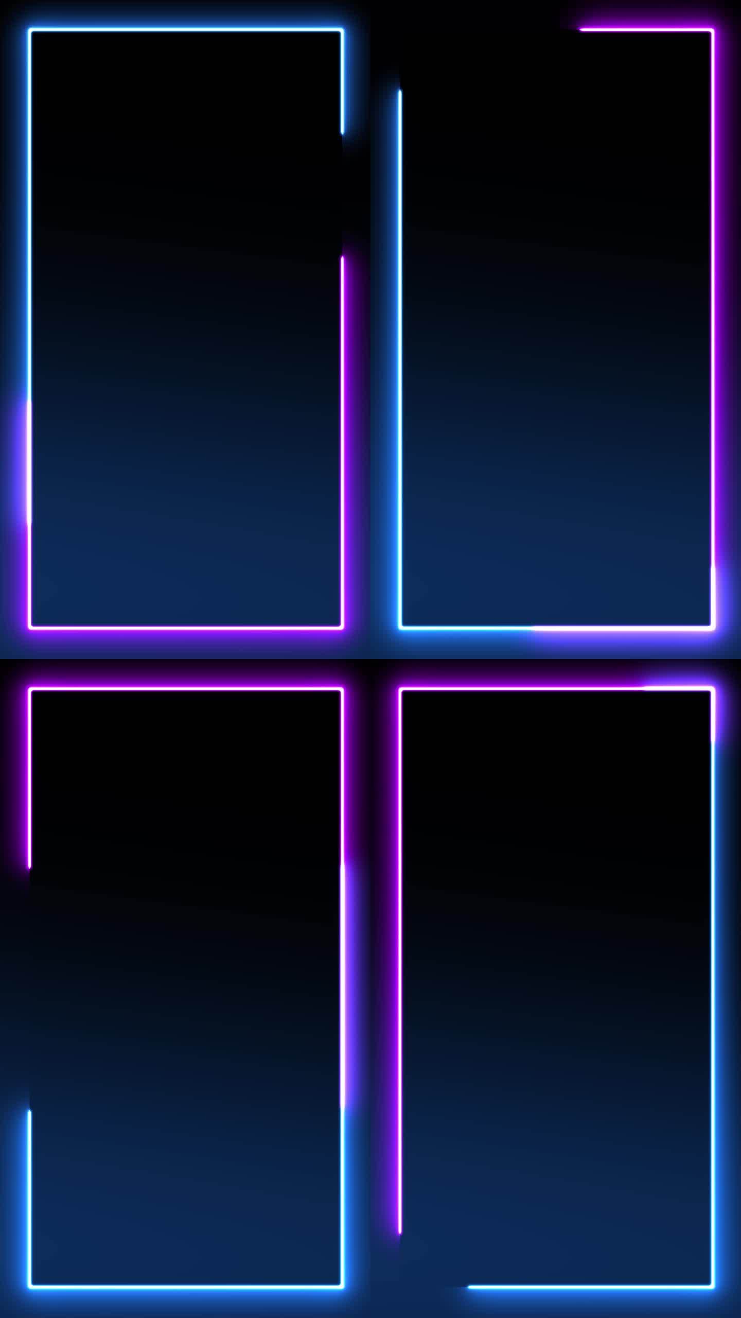 紫色矩形路径的发光霓虹灯线框架。