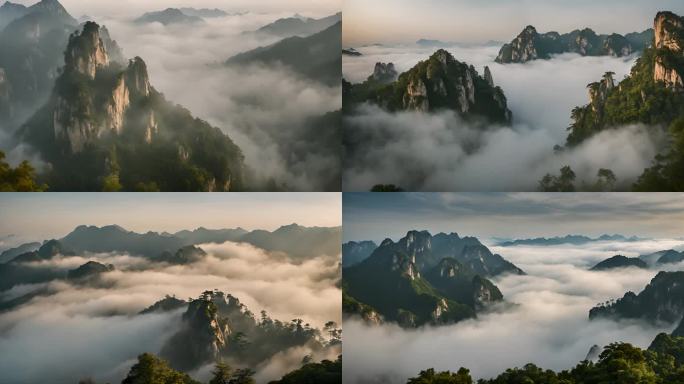 4K高山云海航拍大自然风景森林山脉