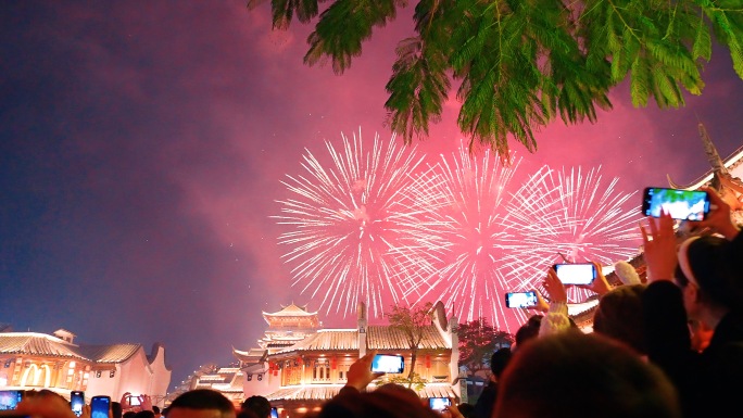 过年过年2025年味春节新年烟花跨年人群