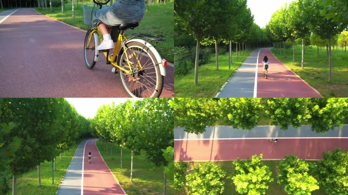 休闲  骑自行车 人文 生态 自然