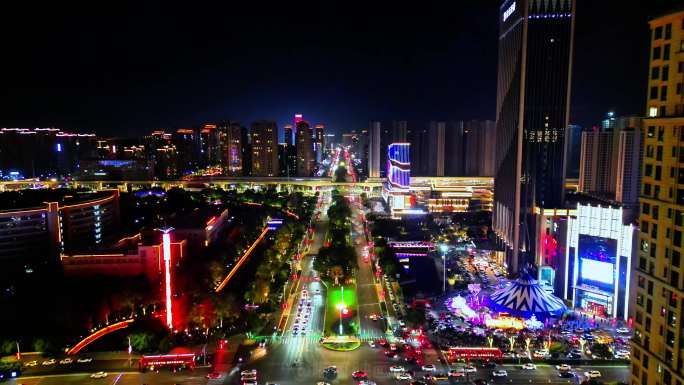城市夜景航拍素材4K