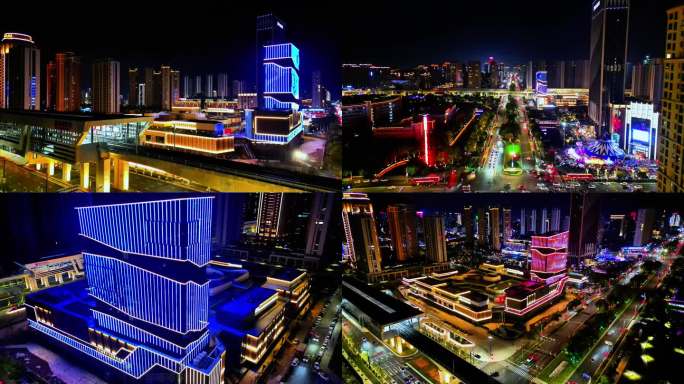 城市夜景航拍素材4K