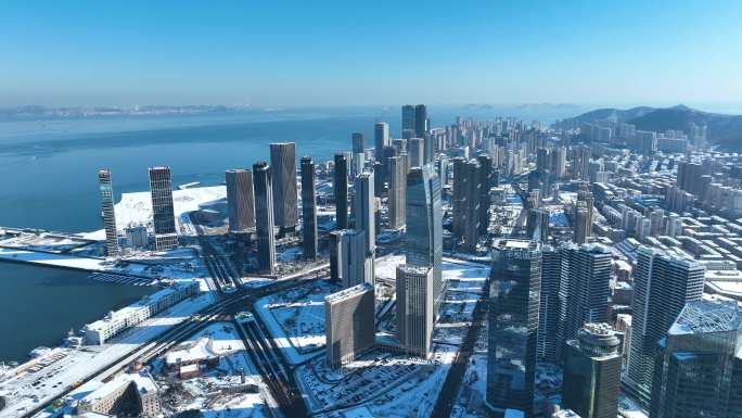 城市雪景 冬天 城市雪景航拍