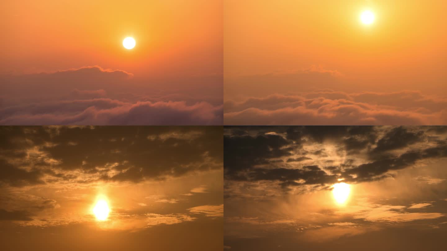 日出 初升的太阳跳出云海穿过云层