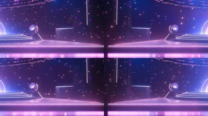 霓虹迪斯科展台，LED背景壁纸，循环动画