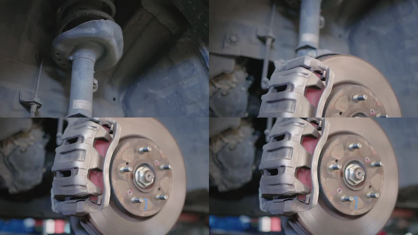 盘式制动器的车辆在维修过程中更换新轮胎。