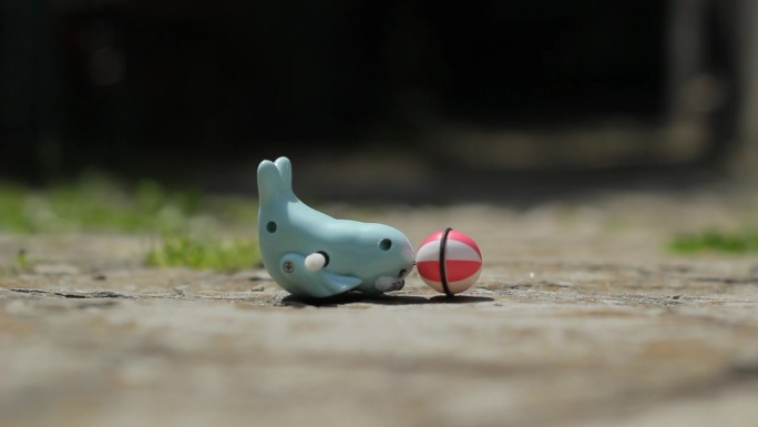 密封的玩具。蓝毛海豹，鼻子上有一个球。有缠绕马达的海豹。海狗玩具骑，骑。