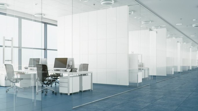 无缝循环现代办公室与玻璃隔墙