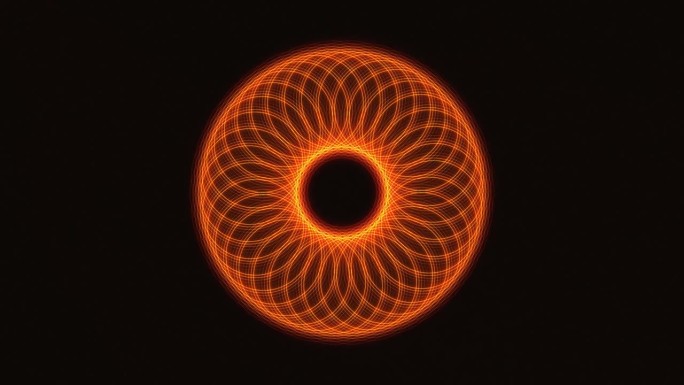 旋转神圣的几何圆圈，发光的橙色无缝，VJ循环