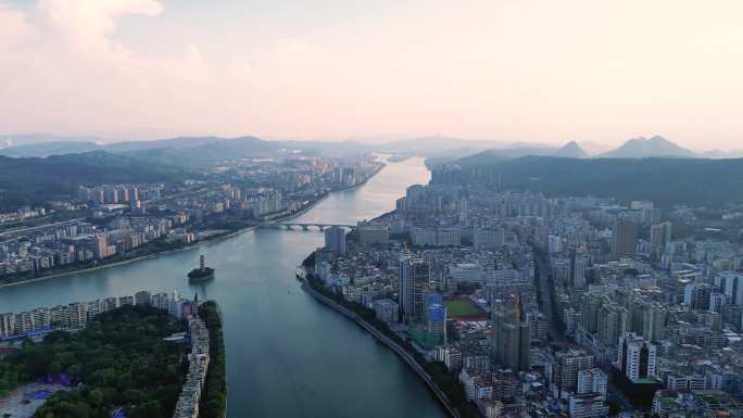 韶关城市全景航拍，韶关城市风景