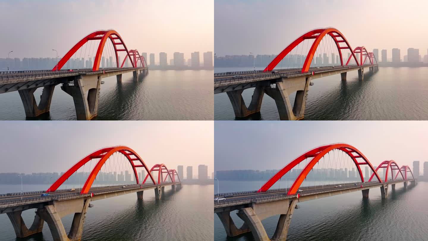 4k长沙湘江福元路大桥航拍