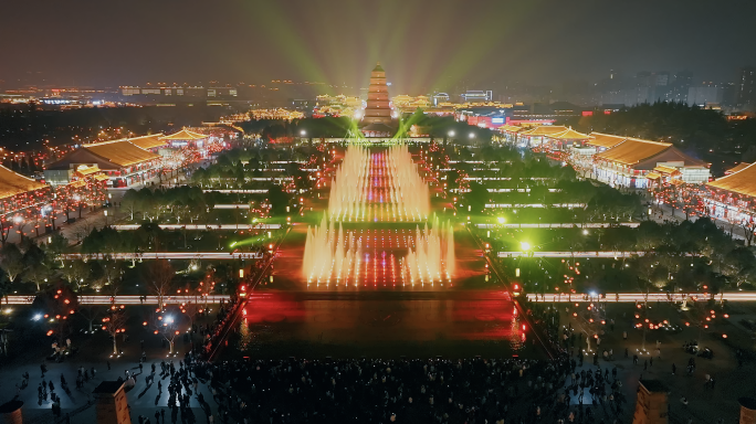 西安大雁塔夜景喷泉合集（长视频）