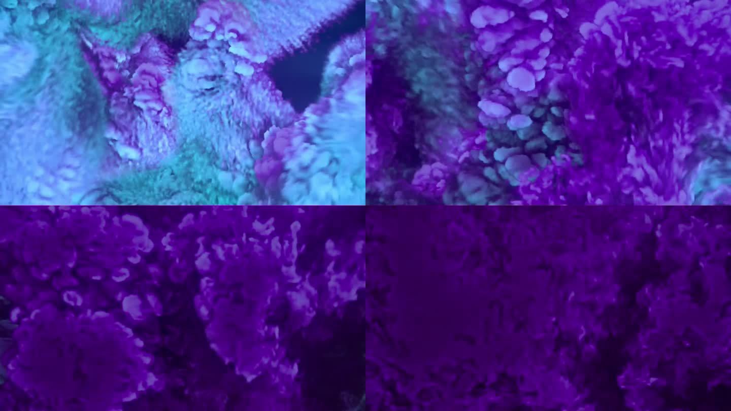 三维可视化的化学氖火冲击波与明亮的蓝紫色火焰强大的漩涡。3d渲染数字动画4K