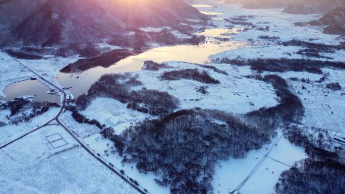 航拍神农架雪景