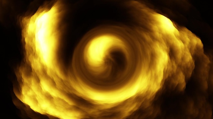 神秘的旋风，一个迷人的螺旋黄色和黑色的烟雾与一个发光的核心