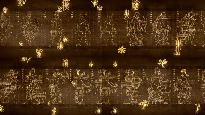 4K中医经穴指南针灸经脉穴位线描视频素材