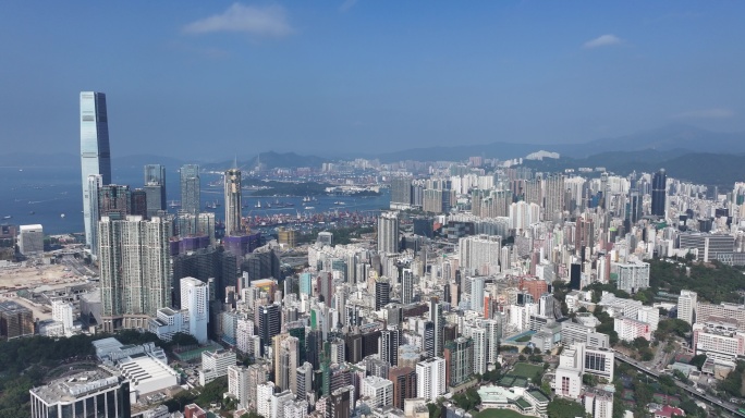 航拍香港旺角方向大景