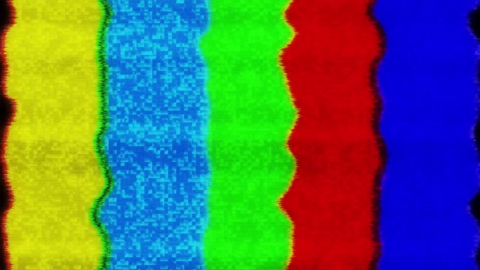 垂直色条没有信号的老式电视。静态彩色噪声。故障错误。糟糕的干扰。