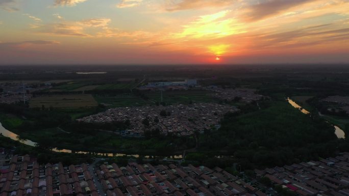 美丽运河乡村日落晚霞