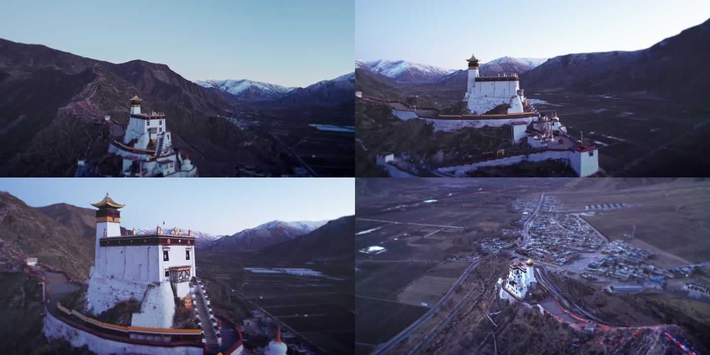 雍布拉康（带雪山背景航拍）