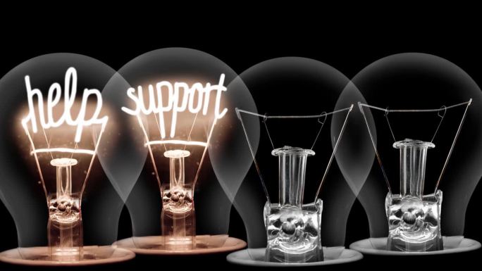 灯泡的帮助，支持，协助和指导的概念