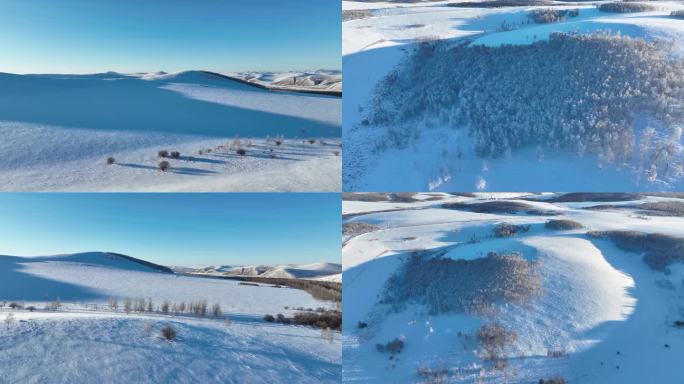 冬季丘陵山地道路雪原风景视频素材合集