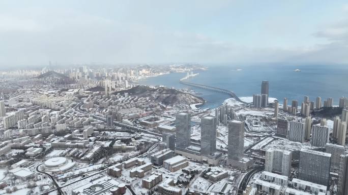 城市雪景 冬天 城市雪景航拍