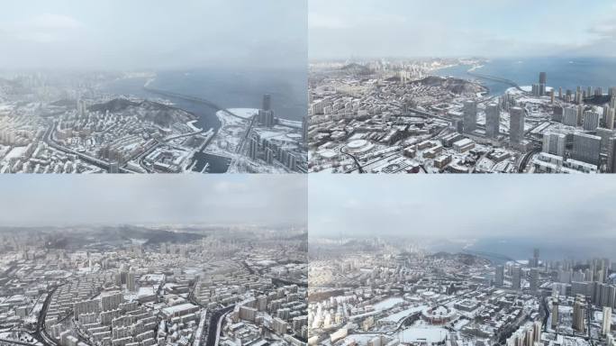 城市雪景 冬天 城市雪景航拍