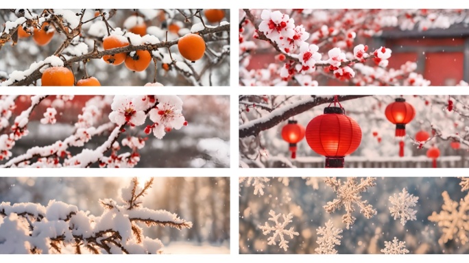 冬季大寒小寒腊月立春雪花下雪雪景