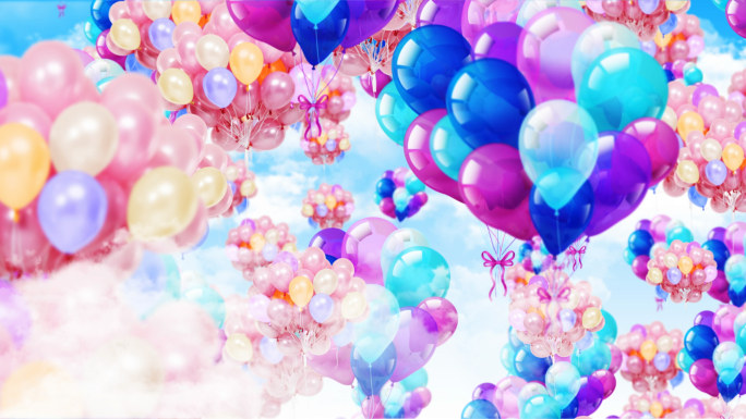 4K彩色气球飞舞背景素材