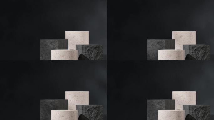 黑色墙背景在3d视频渲染模型模板粗糙纹理水磨石讲台循环无缝阴影动画