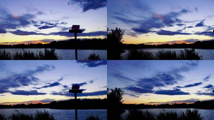 湖边夕阳