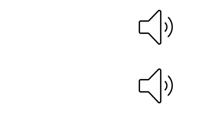 平面轮廓的扩音器图标或符号动画。警报或公告图标的循环动画。喇叭图标。白色背景的扬声器运动设计