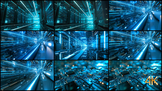 数据城市 蓝色光线 时空幻境 科技背景