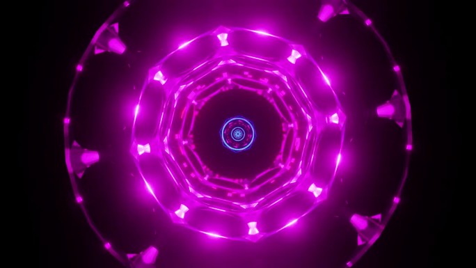 紫色可视化与音乐节奏VJ循环3D渲染。视觉图像迪斯科，夜总会，音乐节，分形，曼陀罗，万花筒